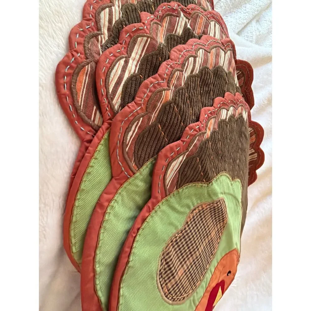 Pottery Barn Kids Turkey Placemats Set of 4 Thanksgiving Fall Harvest Decor